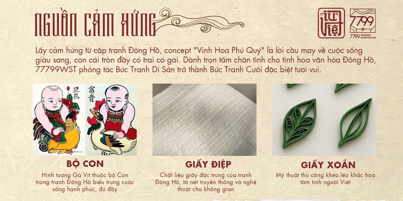 Decor cưới cảm hứng tranh đông hồ