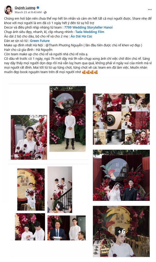 Đám cưới diễn viên Quỳnh Lương feedback