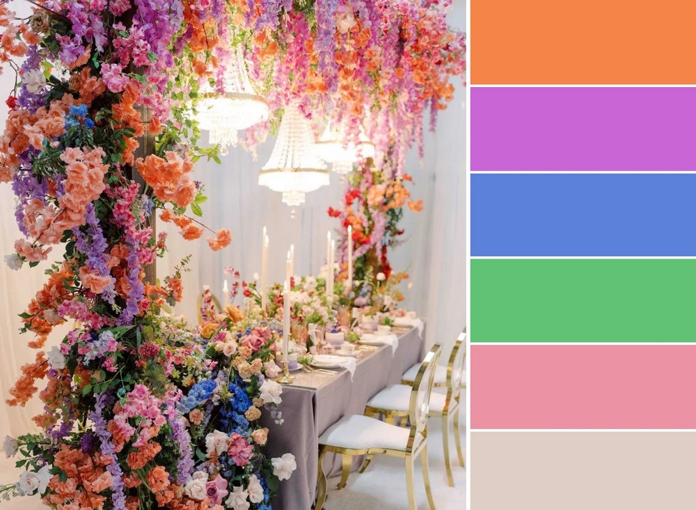 Cách phối màu đa dạng trong một đám cưới phong cách Maximalism