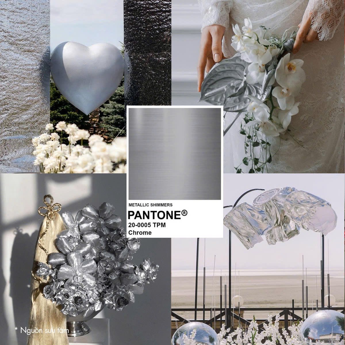 Decor tiệc cưới vật liệu Silver Chrome