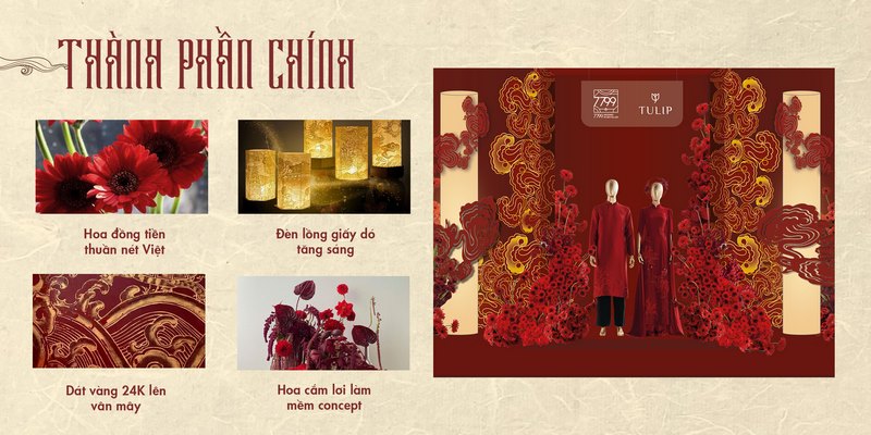 Nguồn cảm hứng decor lễ vu quy tone đỏ