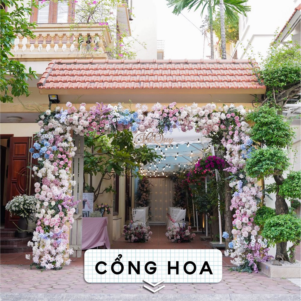 Trang trí đám cưới nhà biệt thự - Trang trí cổng hoa cưới